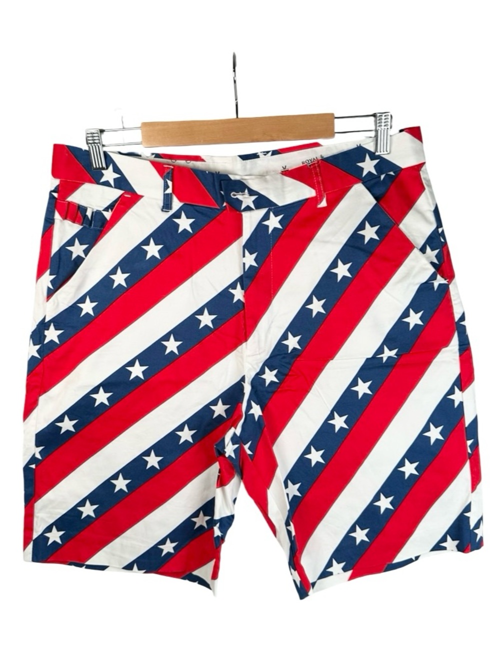 Royal & Awesome Stars & Stripes American Flag Men’s Patriot Golf Shorts Size 36
